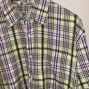 Peter Millar Mens Extra Large Multi Color Check Long Sleeve Button up Shirt XL